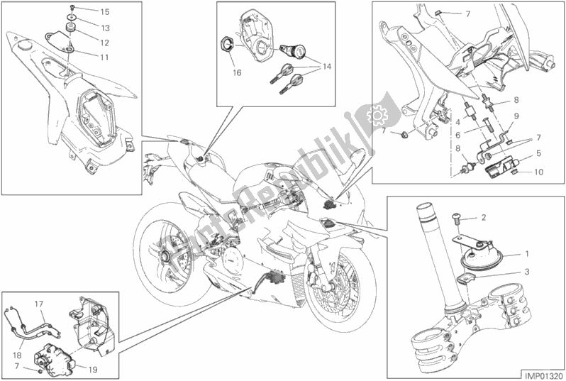Tutte le parti per il 13e - Dispositivi Elettrici del Ducati Superbike Superleggera V4 USA 998 2020